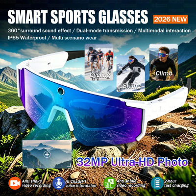 Gafas Inteligentes 2026 con Grabación y Disparo, Antivibración, Cámara HD de 800W, Asistente de Voz IA, Llamadas Bluetooth, para Ciclismo y Esquí