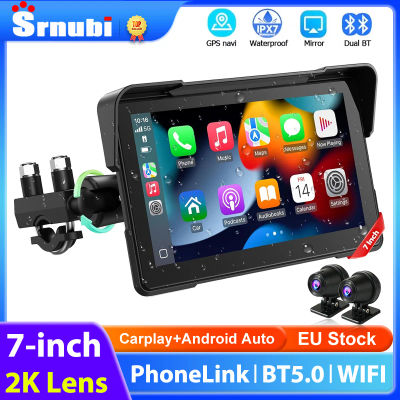 5/7 pulgadas motocicleta DVR IPX7 impermeable Moto navegación GPS inalámbrico Carplay Android Auto portátil Moto pantalla Monitor