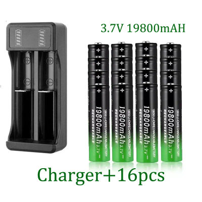 100% nueva batería 18650 3,7 V 19800mAh batería recargable de iones de litio con cargador para linterna Led batería Litio + cargador