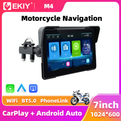 EKIY Pantalla de Navegación GPS para Motocicleta de 7.0 Pulgadas, Inalámbrica, con CarPlay, Android Auto, Tablero Digital Portátil, Monitor con TPMS