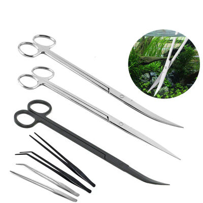 Pinzas de Acero Inoxidable para Plantas Acuáticas, Herramientas para Acuarios, Herramientas para Acuarios, Tijeras, Herramientas de Limpieza