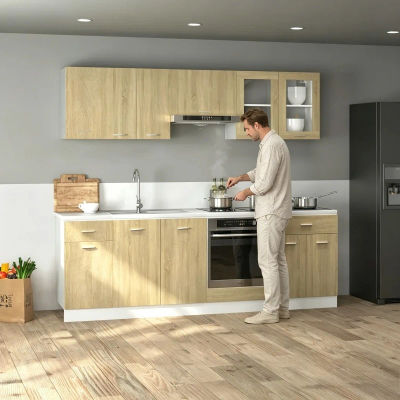 Juego de Muebles de Cocina Lyon de 8 Piezas, Madera de Roble Sonoma, Gabinete de Almacenamiento Moderno para Cocina