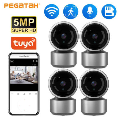 Smart Life-cámara de vigilancia IP WiFi de 5MP, Monitor de seguridad para bebés, seguimiento humano automático, Audio bidireccional, cámara de vídeo para interiores