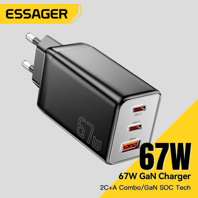 Essager GaN USB tipo C cargador 67W 45W 33W KR enchufe de la UE carga rápida para Samsung iPhone 16 15 14 Pro Huawei teléfono portátil Chagers