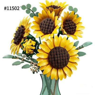 Bloques de construcción de ramo de girasoles compatibles con Legoed 11502, modelo de flor artificial, decoración del hogar, planta de escritorio, regalos para ensamblar