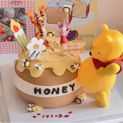 Decoración para Pastel de Cumpleaños de Winnie the Pooh, Adornos de PVC con Diseño de Telaraña, Decoración para Pastel para Niños, Artículos para Baby Shower, Regalos
