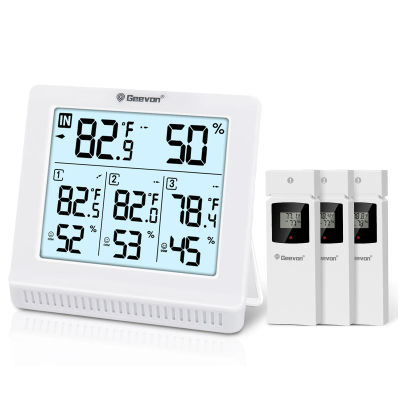 Geevon-termómetro inalámbrico para interiores y exteriores, medidor de temperatura Digital, Monitor de humedad con retroiluminación, 3 sensores remotos