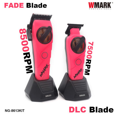 WMARK NG-8613KIT Kit de cortadora de cabello profesional para hombres Hoja DLC 8500RPM Full Metal con cargador de base Máquinas de peluquero