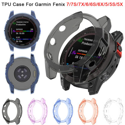 Funda protectora de TPU para Garmin Fenix 7 7S 7X Pro 6S 6X Pro 5X 5 5S Protector transparente Smartwatch cubierta de parachoques de silicona