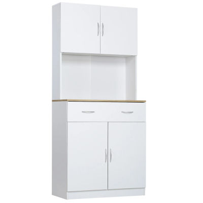 HOMCOM Alacena de Cocina Mueble Auxiliar de Cocina con Puertas Cajón y Estantes Ajustables Antivuelco para Comedor Salón
