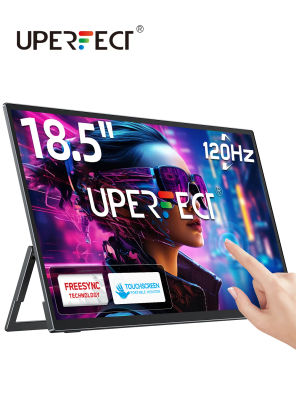 UPERFECT Monitor portátil Pantalla táctil 18,5 pulgadas 120 Hz con VESA y soporte ajustable de 180° Ultradelgado y liviano UHD FreeSync IPS HDR Pantalla para juegos USB C Segundo monitor de viaje para