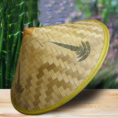 Sombrero de pescador de mimbre de bambú Retro chino, sombrero de cubo de paja tejido hecho a mano, accesorios de baile de lluvia para turismo, sombrero de sombrilla de pesca de cono