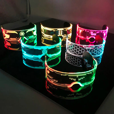 Gafas Decorativas Luminosas de Moda, Decoración con Luz de Neón, Gafas de Sol LED para Discoteca, DJ, Música Rave, Disfraz Nocturno