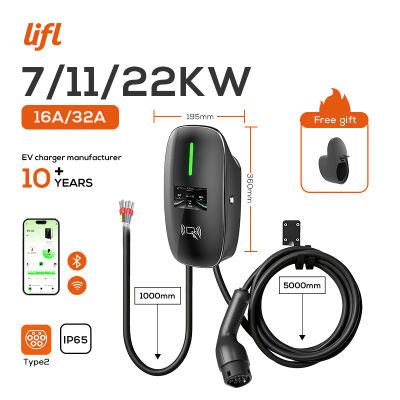Cargador de Pared para Vehículos Eléctricos Lifl, Estación de Carga Rápida Tipo 2 GBT para Coches Eléctricos, Estación de Carga EV Montada en Pared