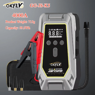 Arrancador de Coches GKFLY 4000A 7000A con Compresor de Aire, Pantalla LCD, Cargador Portátil, Potente Dispositivo de Arranque de Batería de Coche