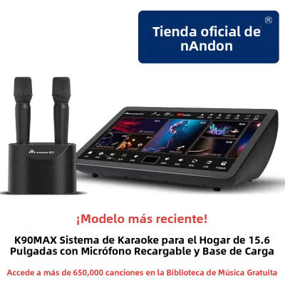 Máquina de karaoke InAndOn K90MAX con pantalla táctil de 15.6 pulgadas, 2 micrófonos, 650000 canciones, alta calidad, bluetooth, portátil.