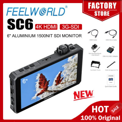 FEELWORLD-Monitor de vídeo con cámara archivada SC6 de 6 pulgadas, 1500NIT, 3G, SDI, 4K, HDMI, Control de llave, aluminio de alto brillo
