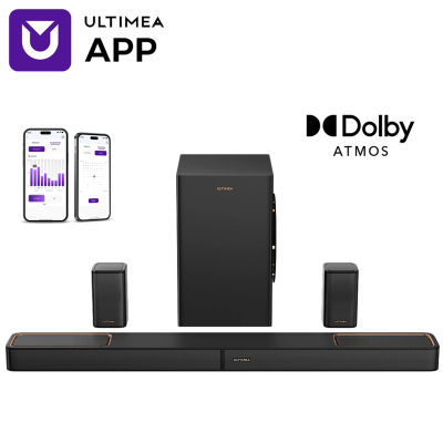 Barra de Sonido ULTIMEA de 460W y 5.1.2 Canales con Dolby Atmos, Sistema de Cine en Casa con Sonido Envolvente para TV con 2 Altavoces Envolventes, Control por Aplicación