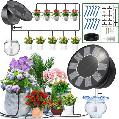 Kit de sistema de riego por goteo automático Solar, máquina de agua para plantas con sifón antipara jardín, exterior, interior, agua verde para plantas