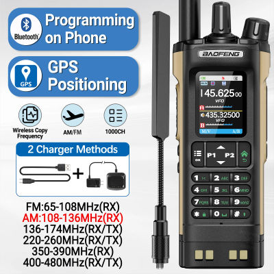 BAOFENG UV-32 GPS banda aérea Walkie Talkie de largo alcance 10W multibanda Bluetooth programación inalámbrica copia frecuencia Radio bidireccional