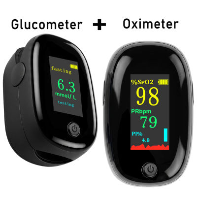 Monitor de Salud 2 en 1 para la Punta de los Dedos | Oxímetro y Glucómetro Portátiles, Medidor de Salud Digital para Uso Doméstico y Monitoreo Personal Diario