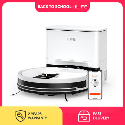 Robot Aspirador y Fregador ILIFE A12 Pro, Estación de Autovaciado para 60 Días, Navegación LiDAR, Mapeo del Hogar, Zonas Prohibidas, Control por WiFi 2.4G/App/Alexa/Control Remoto, para Pisos Duros