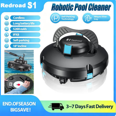 Aspiradora Robótica para Piscinas Redroad S1, Limpiador de Piscinas Inalámbrico con 10 Minutos de Autonomía, Estacionamiento Automático, Carga Rápida en 2 Horas, Ideal para Piscinas Elevadas
