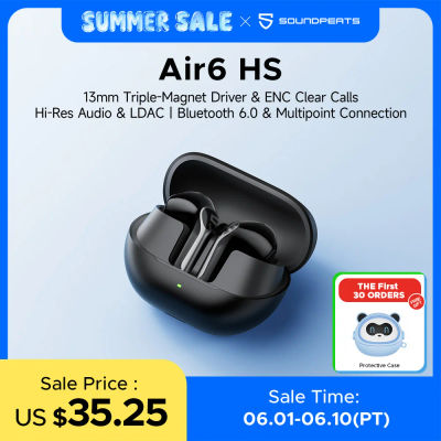 Audífonos Inalámbricos SOUNDPEATS Air6 HS, Auriculares Bluetooth 6.0 con Controlador de Triple Imán de 13 mm, Audio de Alta Resolución LDAC, Sonido Envolvente