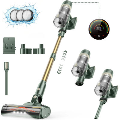 Aspiradora Inalámbrica Laresar V12 de Carga Rápida de 600 W y 65000 PA, Carga Rápida de 2 Horas, Batería Extraíble y Pantalla Inteligente