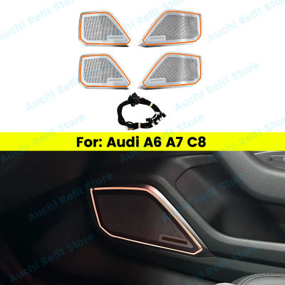 Cubierta de altavoz LED para coche de 32 colores para Audi A6 A7 C8 RS6 RS7, cubierta de bocina RGB para puerta de coche, lámpara decorativa, piezas modificadas de luz ambiental