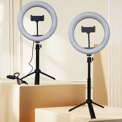 Anillo de luz LED de 10 "con trípode y soporte para teléfono soporte para teléfono regulable para vídeo, fotografía, Selfie, Vlog, maquillaje,