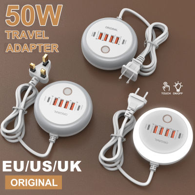 Cargador PD de 50W con múltiples puertos tipo C, cargador de pared de carga rápida USB, concentrador USB C para Samsung, iPhone, Xiaomi, enchufe UE/EE. UU./Reino Unido, cargador de teléfono