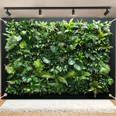 Fondo vertical de tela de poliéster para pared de plantas verdes de jardín: adecuado para cumpleaños, vacaciones, fiestas y opción de varios tamaños