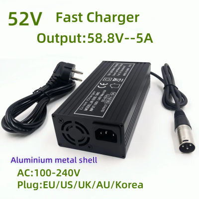 Cargador Rápido de 52V 58.8V/5A para Batería de Litio de 52V DC5.5x2.1x2.5 XLR con Fuerte Disipación de Calor