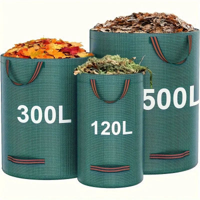 Bolsas para residuos de jardín de PP de alta resistencia: bolsas reutilizables para restos de patio con tela industrial y asas para plantas y colección de hojas