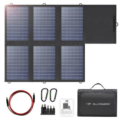 ALLPOWERS Panel Solar 60W Cargador Solar Plegable con 18V DC+USB-C 60W+USB-A*2 para Estación de Energía, Camping, Computadora Portátil, Teléfono, Montar
