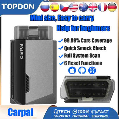 Escáner TOPDON Carpal OBD2 Bluetooth para coche herramienta de diagnóstico de todos los sistemas iOS Android Control de salud de vehículos 6 servicios de reinicio