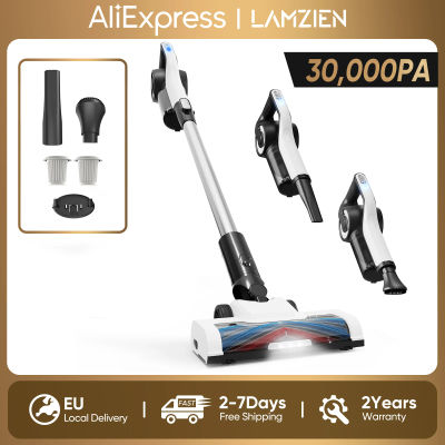 Aspiradora inalámbrica LAMZIEN V9, 30000PA/40 minutos de autonomía, filtración HEPA eficiente, con faro LED, aspiradoras de mano ligeras para pelo de mascotas, alfombras y pisos de madera dura