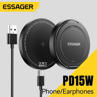 Essager-cargador inalámbrico magnético de 15W, almohadilla de carga rápida, soporte para iPhone 15 14, Airpods, USB a Typec, cargadores de teléfono, estación de acoplamiento