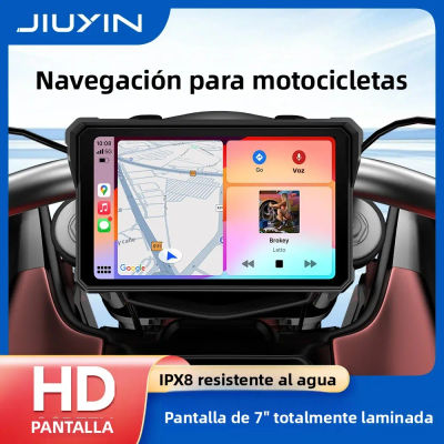 JIUYIN Pantalla de 7 Pulgadas con CarPlay para Motocicleta, DVR, Navegación GPS, CarPlay Inalámbrico, Android Auto, IPX7, Monitor Portátil para Moto