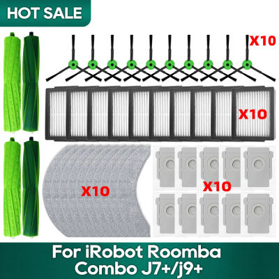 Ajuste para iRobot Roomba Combo j7 +, Roomba Combo j9 + accesorios de Robot aspirador bolsa de polvo rodillo Cepillo Lateral filtro Hepa paños de fregona trapo