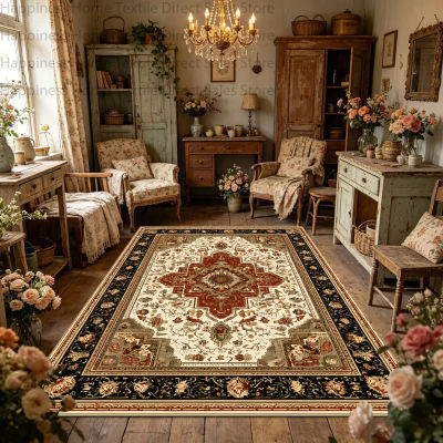 Alfombra marrón de estilo geométrico retro persa para sala de estar, alfombra antideslizante lavable para decoración del hogar, alfombra suave de felpa para dormitorio, alfombra de gran tamaño