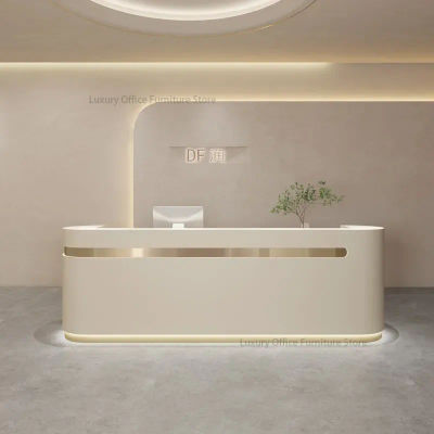 Mostradores de recepción modernos de lujo estilo crema nórdica mostrador de salón de belleza de lujo muebles de centro de ayuda al cliente Ontvangstbalie