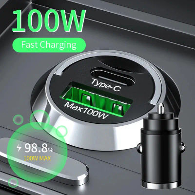Cargador de coche USB PD de 100W, encendedor de carga rápida para iPhone QC3.0, adaptador de cargador de teléfono de coche USB tipo C para Xiaomi, Samsung y Huawei