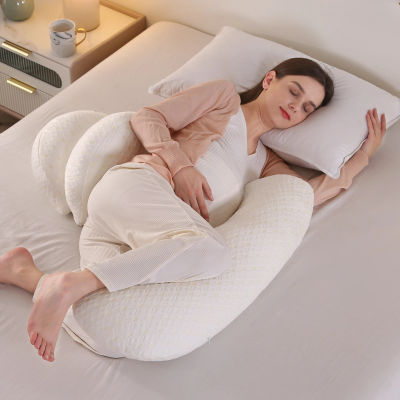 Almohada de embarazo, almohada de maternidad para dormir lateral, almohada suave para el cuerpo de embarazo, almohada de maternidad con almohada ajustable desmontable