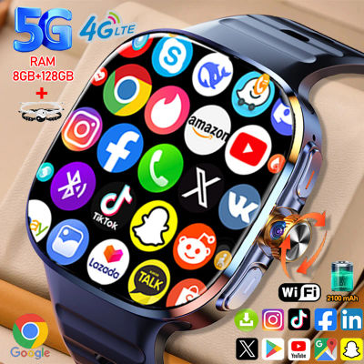 8GB + 128GB RAM 5G/4G Android 9,0 reloj inteligente 2,4 pulgadas AMOLED 2100mah batería 900W cámara GPS WIFI Google APPS descarga Smartwatch