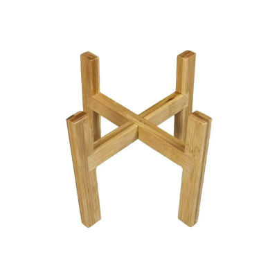 Soporte para Plantas de Bambú Natural, Soporte para Macetas en Forma de Cruz de 4 Patas, Estante Resistente para Plantas de Interior y Exterior