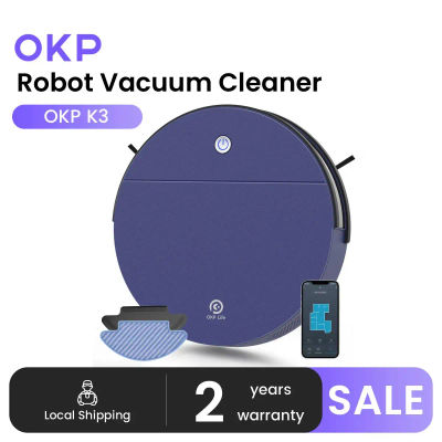 OKP K3 Robot Aspirador, 2200Pa Autocargable Robot Aspirador y Fregasuelos, Aspirador Mascotas con Caja de Polvo de 500ML, Delgado, Silencioso, App/Alexa Control, para Mascotas y Piso