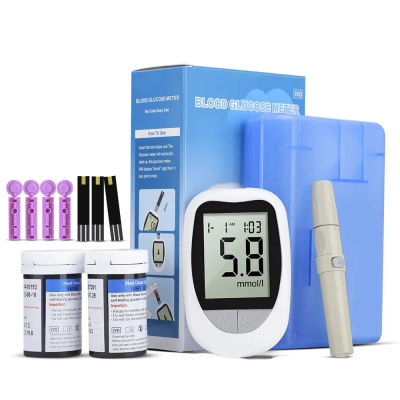 Glucómetro médico con tiras reactivas de 50 piezas, Kit medidor de glucosa en sangre, Monitor de azúcar para Diabetes, Mmol/L o Mg/dL