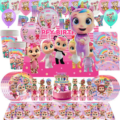 Decoraciones para Fiesta de Cumpleaños con Temática de Bebés Llorones, Globos de Dibujos Animados, Platos, Pancarta, Juego de Vajilla para Baby Shower, Regalos para Niñas